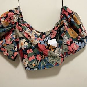 Zara Off the shoulder floral crop top. Tags still attached. Size XS